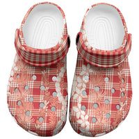 Hawaiian Ohia Lehua Lei Clogs Shoes Plaid Palaka Ulaula Pattern - Polynesian Pride