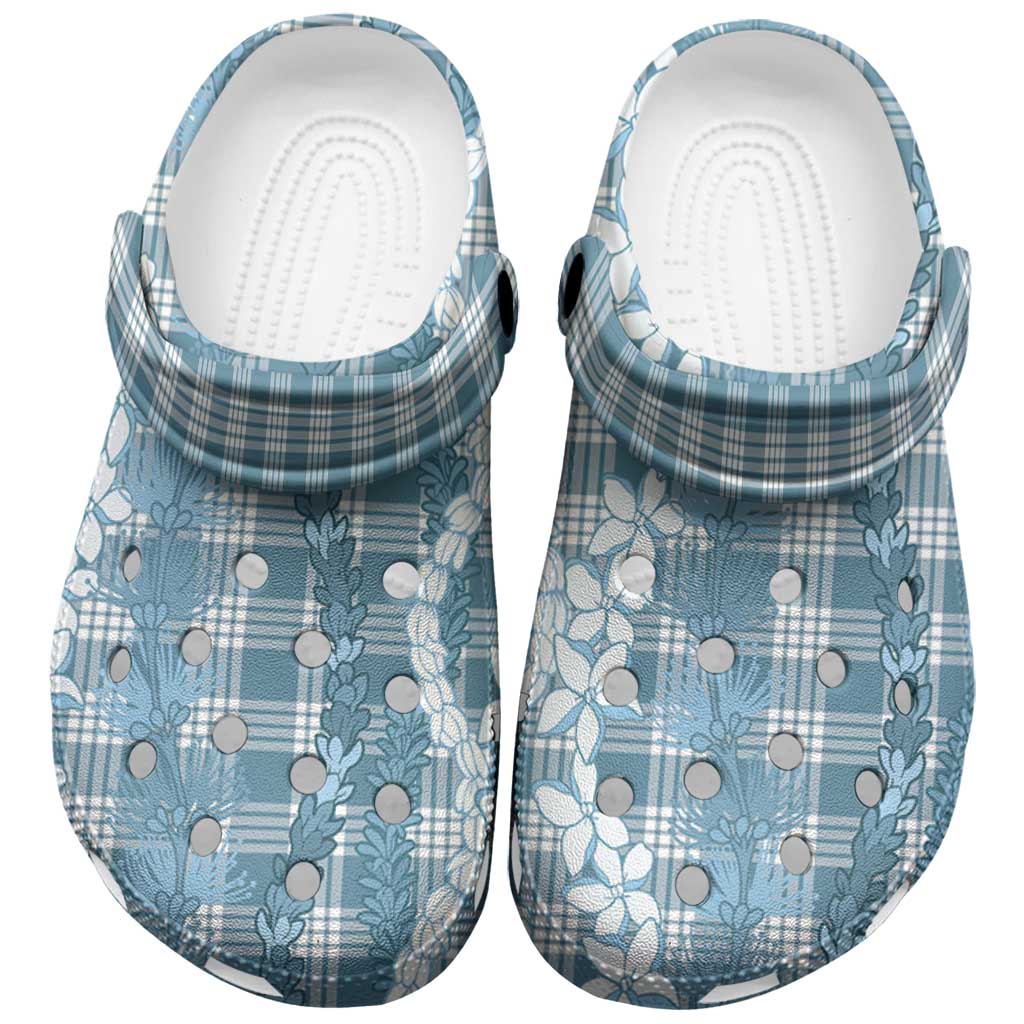 Hawaiian Ohia Lehua Lei Clogs Shoes Plaid Palaka Uliuli Omaomao Pattern - Polynesian Pride