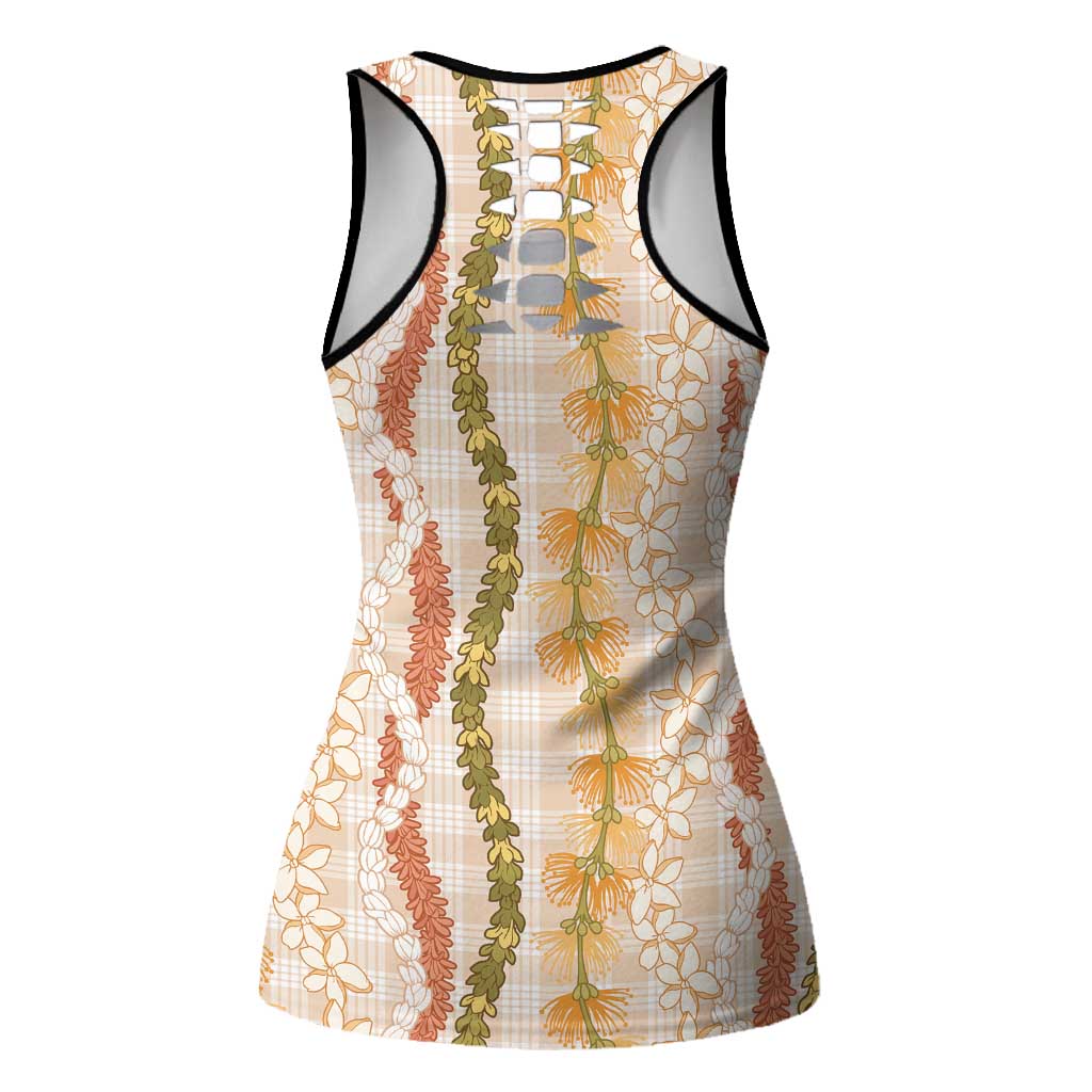 Hawaiian Ohia Lehua Lei Hollow Tank Top Plaid Palaka Ahiehie Pattern LT9 - Polynesian Pride