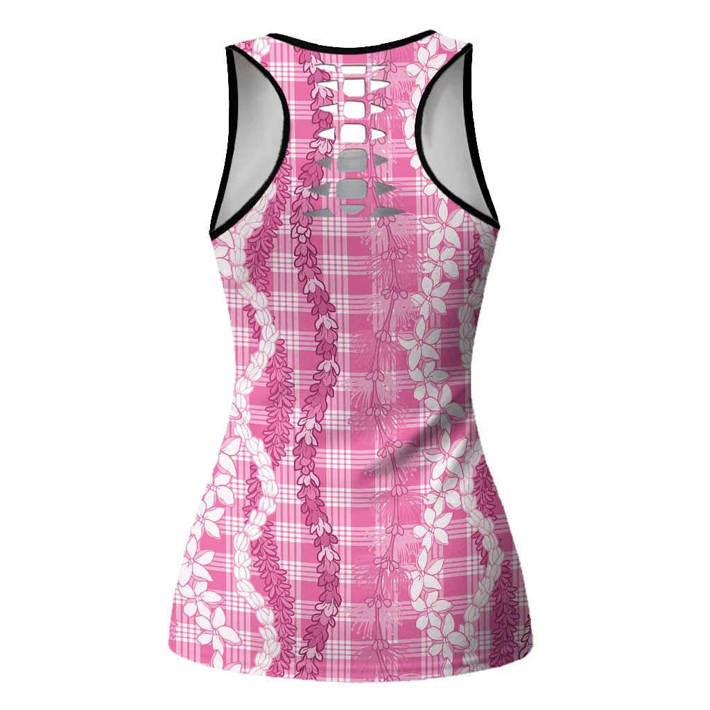 Hawaiian Ohia Lehua Lei Hollow Tank Top Plaid Palaka Akala Pattern LT9 - Polynesian Pride