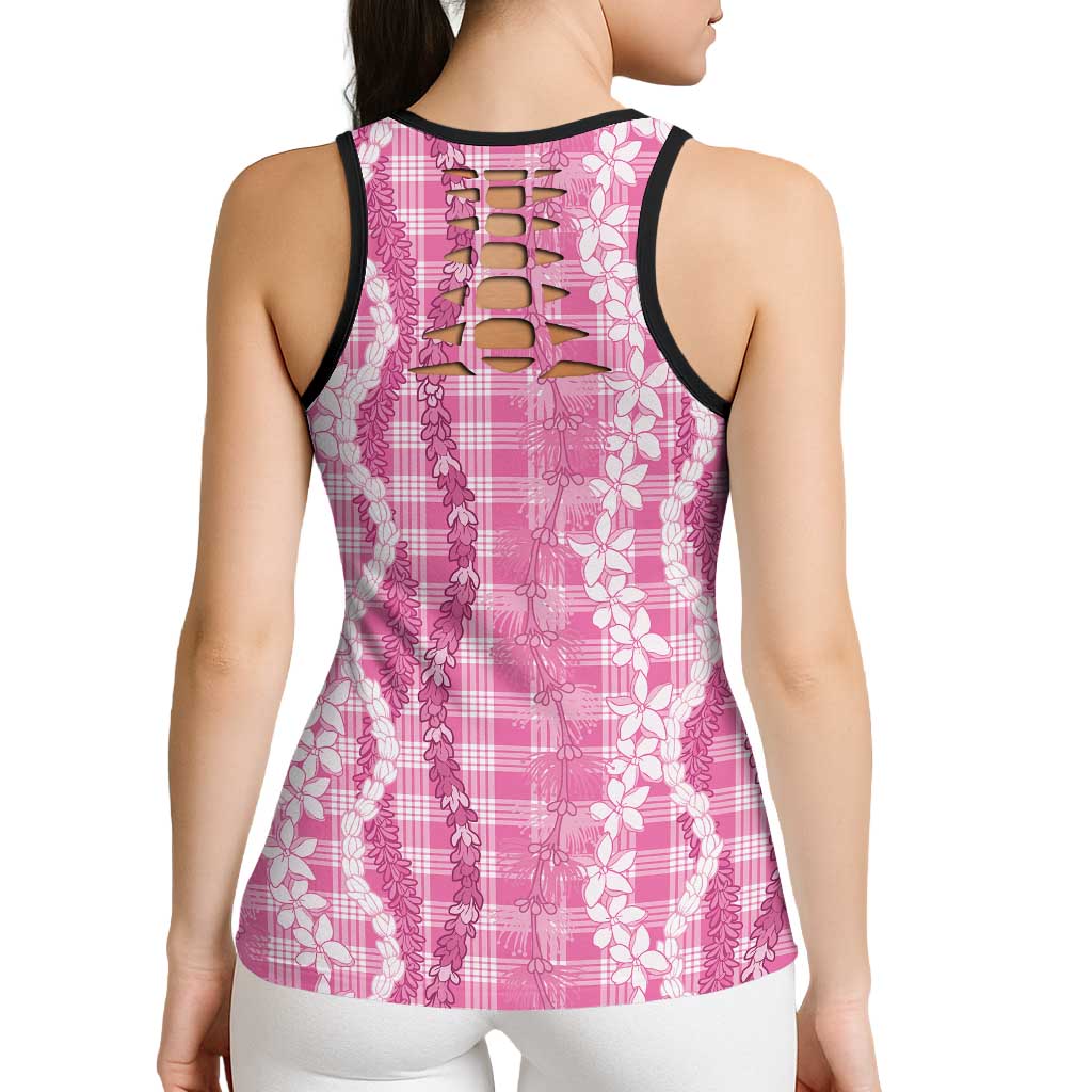 Hawaiian Ohia Lehua Lei Hollow Tank Top Plaid Palaka Akala Pattern LT9 - Polynesian Pride