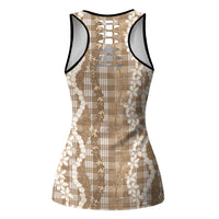 Hawaiian Ohia Lehua Lei Hollow Tank Top Plaid Palaka Kalaihaahaa Pattern LT9 - Polynesian Pride