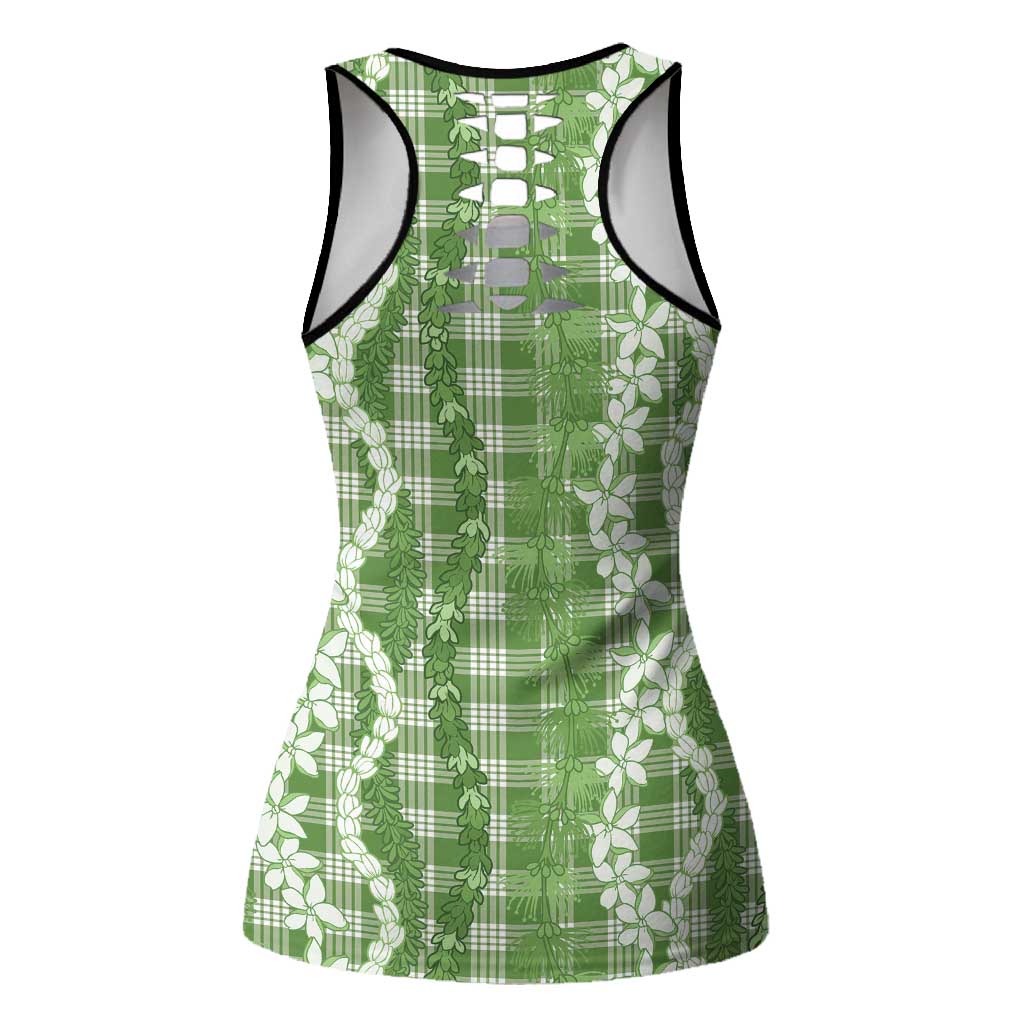 Hawaiian Ohia Lehua Lei Hollow Tank Top Plaid Palaka Omaomao Pattern LT9 - Polynesian Pride