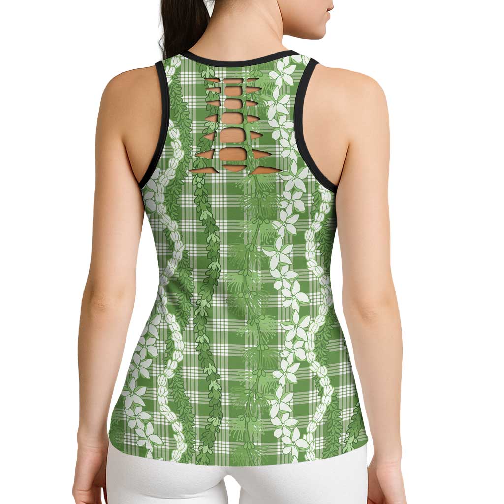 Hawaiian Ohia Lehua Lei Hollow Tank Top Plaid Palaka Omaomao Pattern LT9 - Polynesian Pride