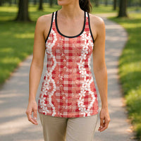 Hawaiian Ohia Lehua Lei Hollow Tank Top Plaid Palaka Ulaula Pattern LT9 - Polynesian Pride