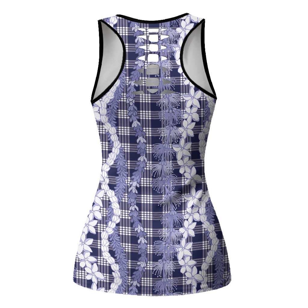 Hawaiian Ohia Lehua Lei Hollow Tank Top Plaid Palaka Uliuli hohonu Pattern LT9 - Polynesian Pride