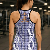 Hawaiian Ohia Lehua Lei Hollow Tank Top Plaid Palaka Uliuli hohonu Pattern LT9 - Polynesian Pride