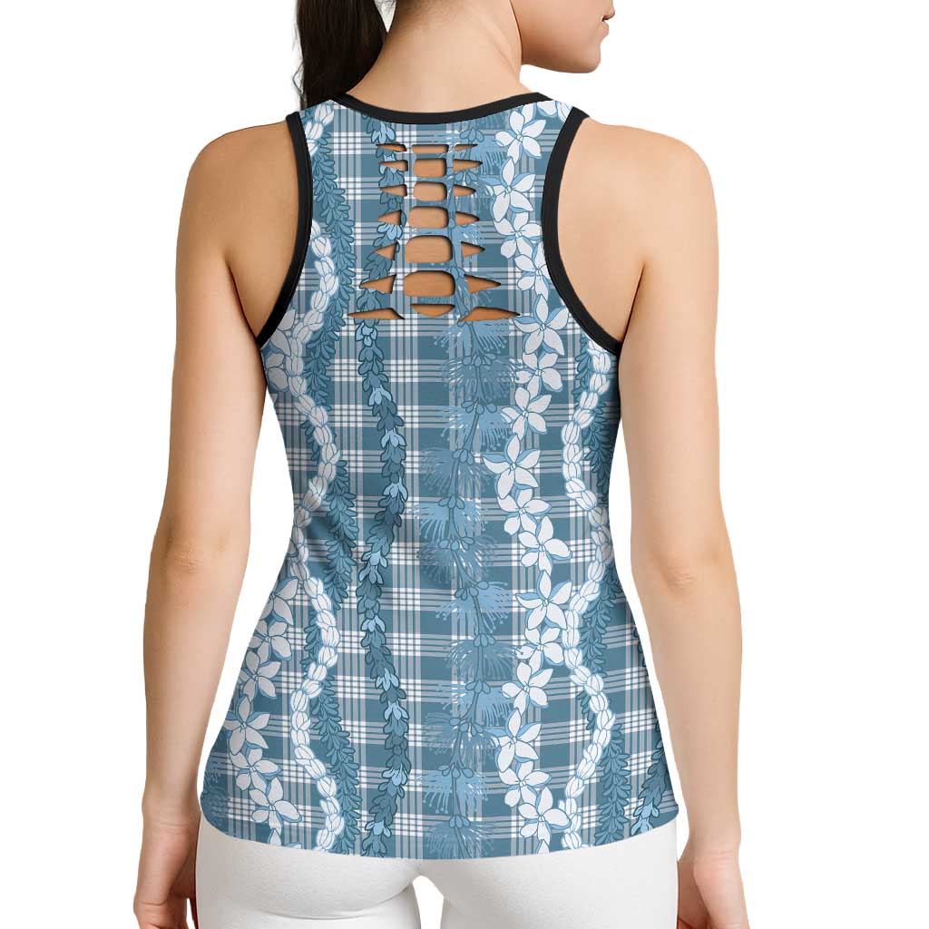 Hawaiian Ohia Lehua Lei Hollow Tank Top Plaid Palaka Uliuli Omaomao Pattern LT9 - Polynesian Pride
