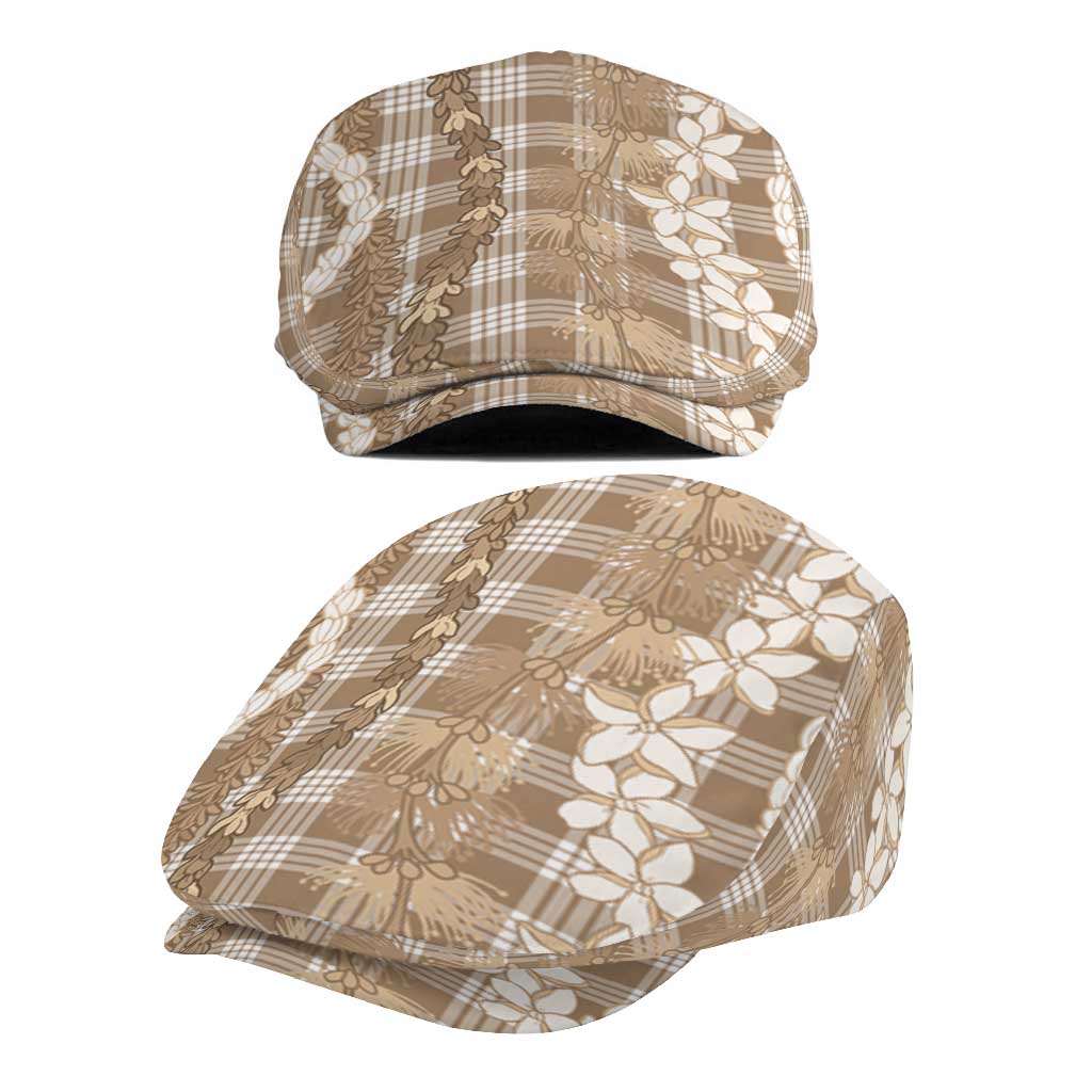 Hawaiian Ohia Lehua Lei Jeff Hat Plaid Palaka Kalaihaahaa Pattern - Polynesian Pride