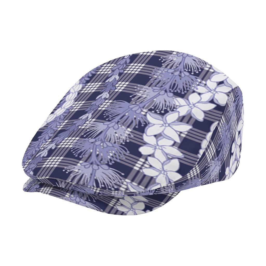 Hawaiian Ohia Lehua Lei Jeff Hat Plaid Palaka Uliuli hohonu Pattern - Polynesian Pride