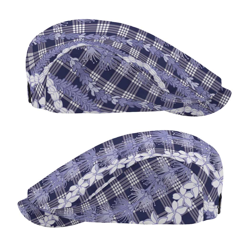 Hawaiian Ohia Lehua Lei Jeff Hat Plaid Palaka Uliuli hohonu Pattern - Polynesian Pride