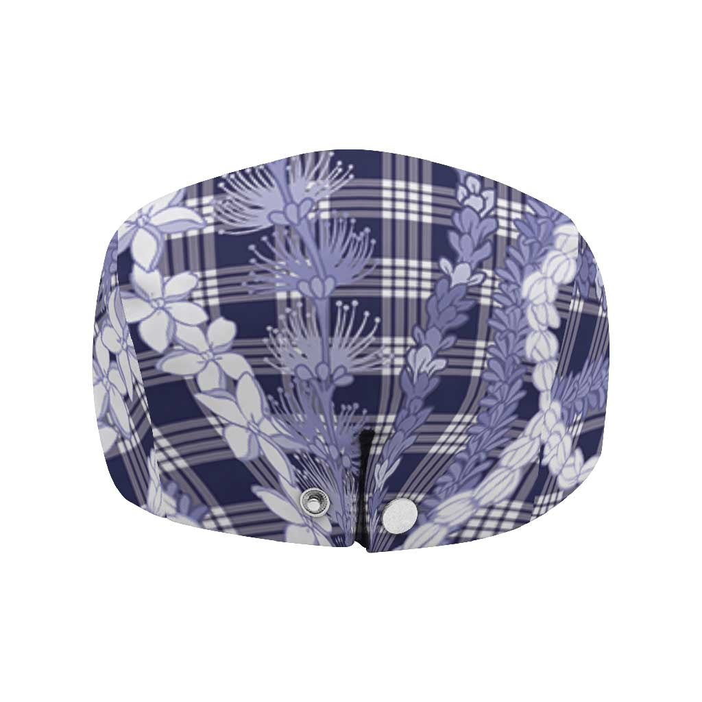 Hawaiian Ohia Lehua Lei Jeff Hat Plaid Palaka Uliuli hohonu Pattern - Polynesian Pride