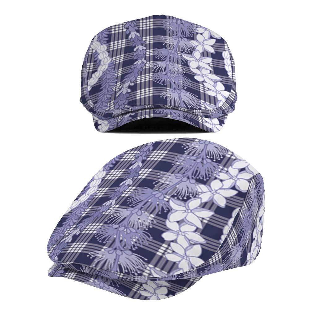 Hawaiian Ohia Lehua Lei Jeff Hat Plaid Palaka Uliuli hohonu Pattern - Polynesian Pride