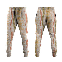 Hawaiian Ohia Lehua Lei Jogger Pants Plaid Palaka Ahiehie Pattern LT9 Beige - Polynesian Pride