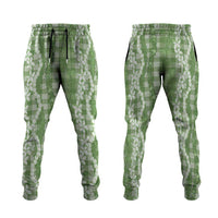 Hawaiian Ohia Lehua Lei Jogger Pants Plaid Palaka Omaomao Pattern LT9 Green - Polynesian Pride