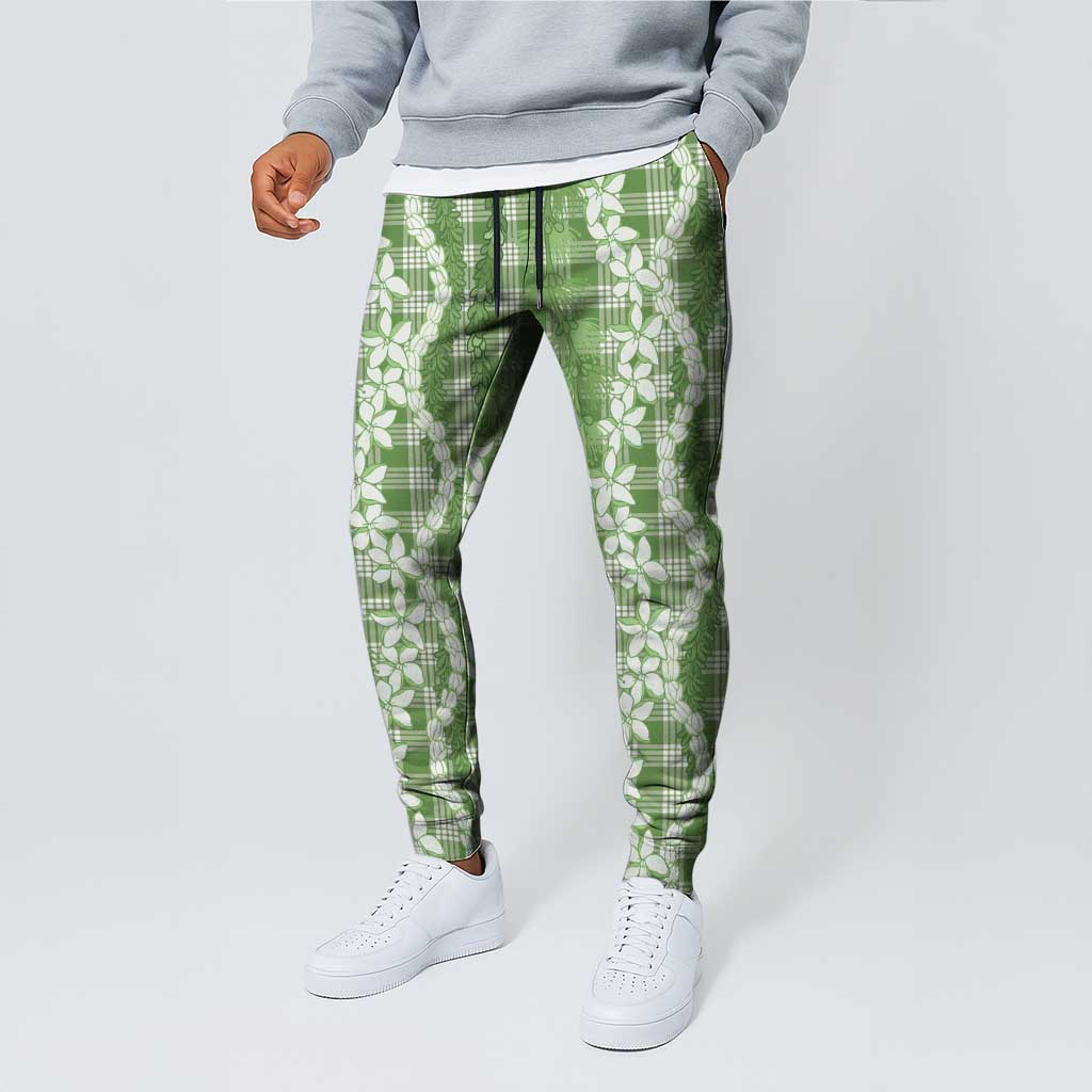Hawaiian Ohia Lehua Lei Jogger Pants Plaid Palaka Omaomao Pattern LT9 - Polynesian Pride
