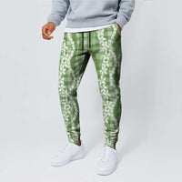 Hawaiian Ohia Lehua Lei Jogger Pants Plaid Palaka Omaomao Pattern LT9 - Polynesian Pride