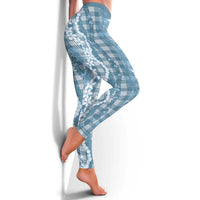 Hawaiian Ohia Lehua Lei Leggings Plaid Palaka Uliuli Omaomao Pattern - Polynesian Pride