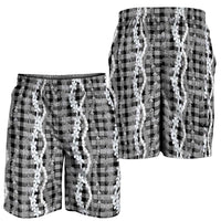 Hawaiian Ohia Lehua Lei Shorts for Men Plaid Palaka Eleele Pattern - Polynesian Pride