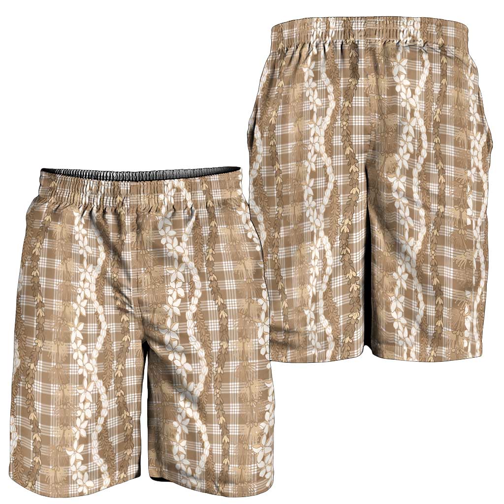 Hawaiian Ohia Lehua Lei Shorts for Men Plaid Palaka Kalaihaahaa Pattern LT9 - Polynesian Pride