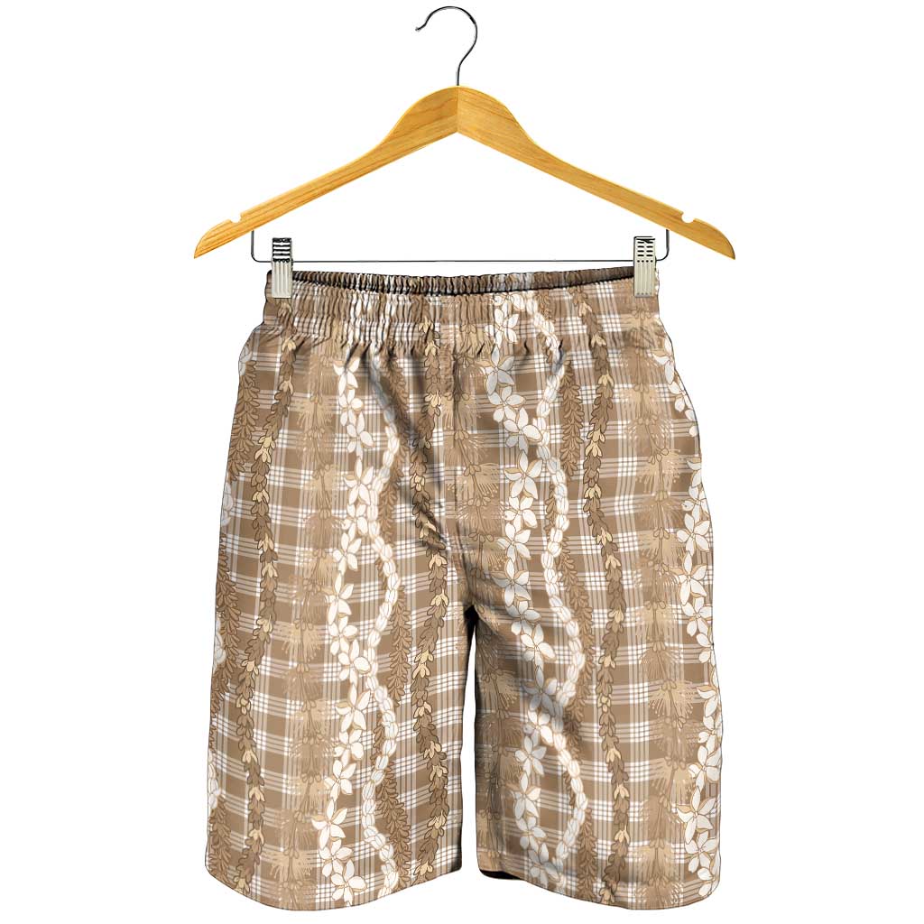 Hawaiian Ohia Lehua Lei Shorts for Men Plaid Palaka Kalaihaahaa Pattern LT9 - Polynesian Pride