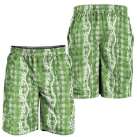 Hawaiian Ohia Lehua Lei Shorts for Men Plaid Palaka Omaomao Pattern LT9 - Polynesian Pride