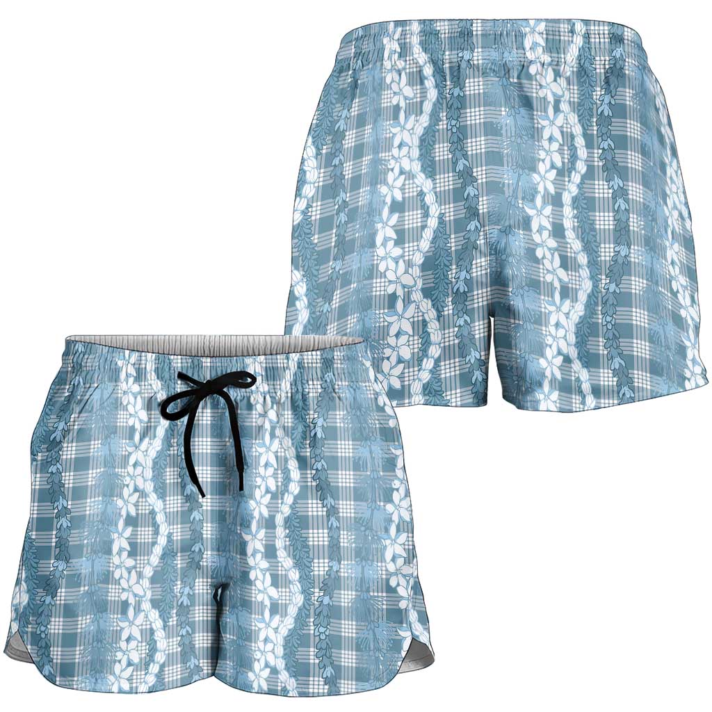 Hawaiian Ohia Lehua Lei Shorts for Women Plaid Palaka Uliuli Omaomao Pattern LT9 - Polynesian Pride