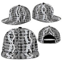 Hawaiian Ohia Lehua Lei Snapback Cap Plaid Palaka Eleele Pattern - Polynesian Pride