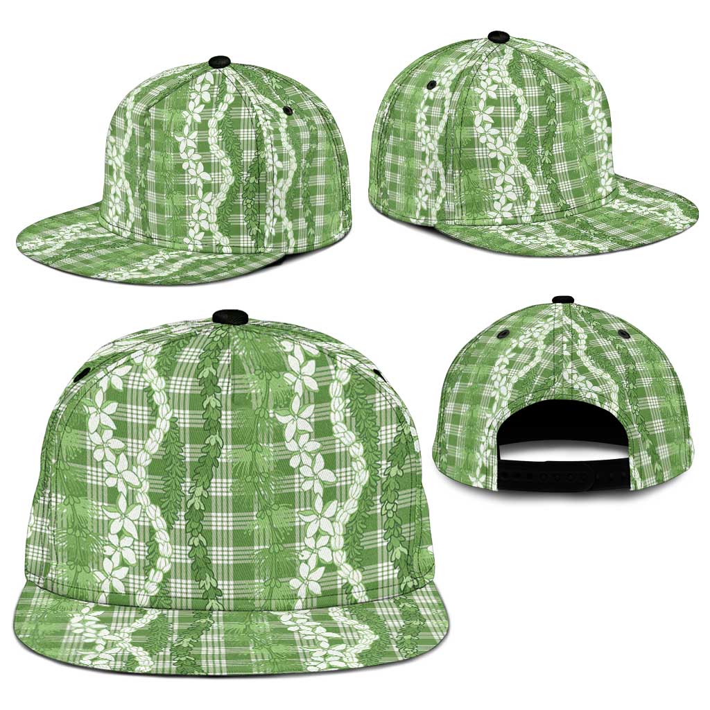 Hawaiian Ohia Lehua Lei Snapback Cap Plaid Palaka Omaomao Pattern - Polynesian Pride