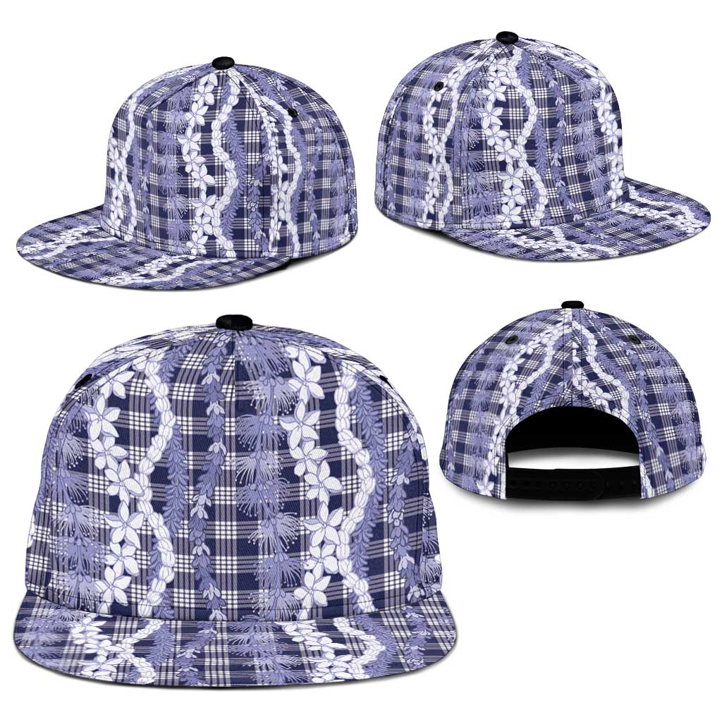 Hawaiian Ohia Lehua Lei Snapback Cap Plaid Palaka Uliuli hohonu Pattern - Polynesian Pride