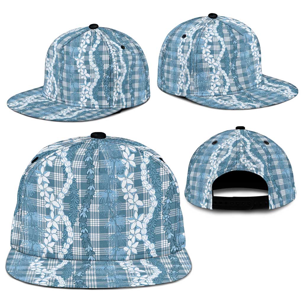 Hawaiian Ohia Lehua Lei Snapback Cap Plaid Palaka Uliuli Omaomao Pattern - Polynesian Pride