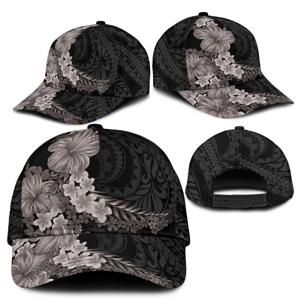 Hawaiian Plumeria and Hibiscus Classic Cap Grayscale Mode LT03