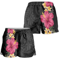 Hawaiian Plumeria and Hibiscus Shorts for Women Colorful Style - Polynesian Pride