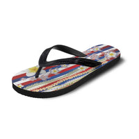 Hawaiian Polynesian Tribal Turtles Flip Flops with Lei and Flag Style LT03 - Polynesian Pride