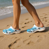 Hawaiian Quilt Clogs Shoes Vintage Pattern Blue - Polynesian Pride