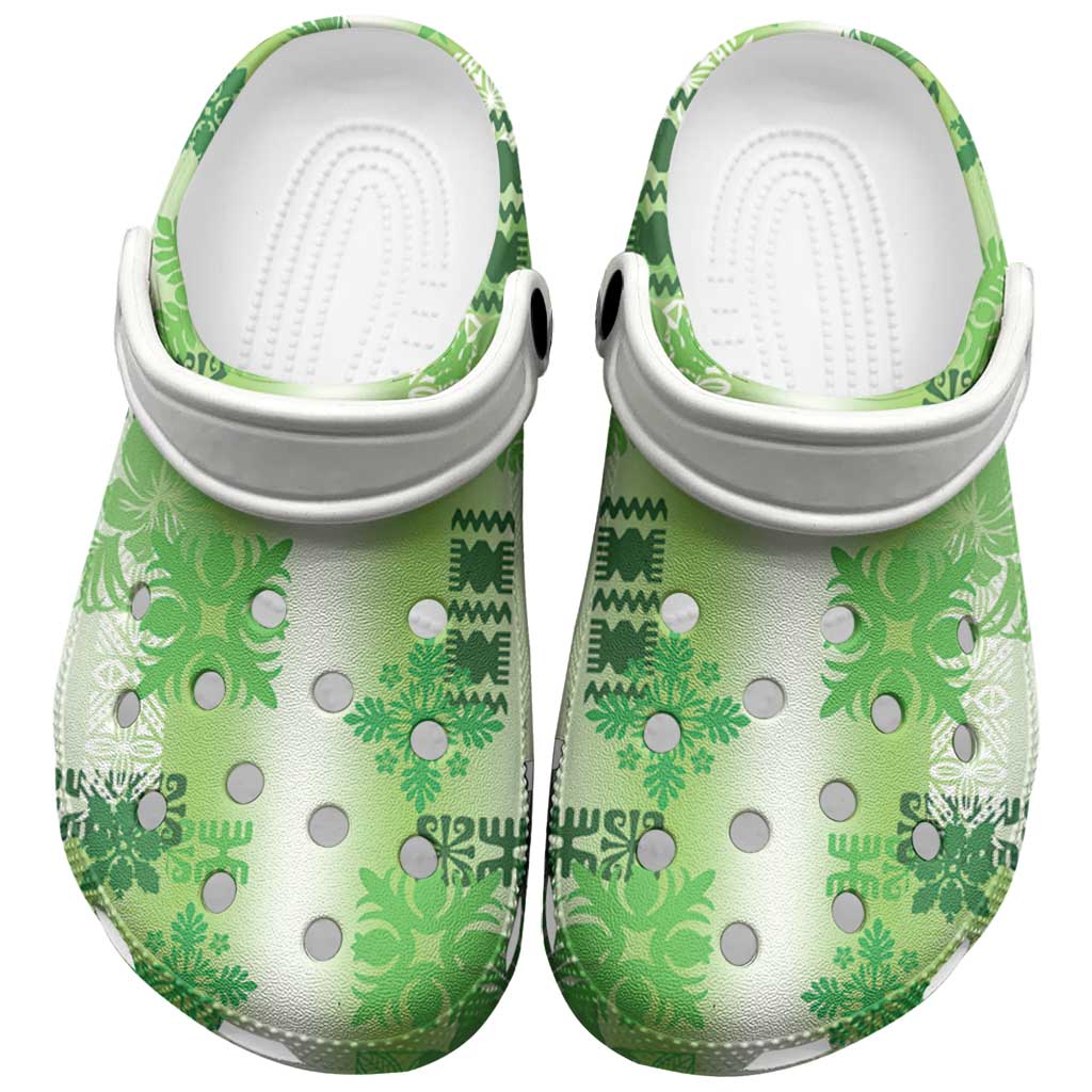 Hawaiian Quilt Clogs Shoes Vintage Pattern Green - Polynesian Pride
