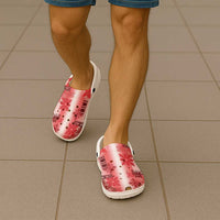 Hawaiian Quilt Clogs Shoes Vintage Pattern Red - Polynesian Pride