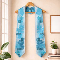 Hawaiian Quilt Graduation Stole Vintage Pattern Blue