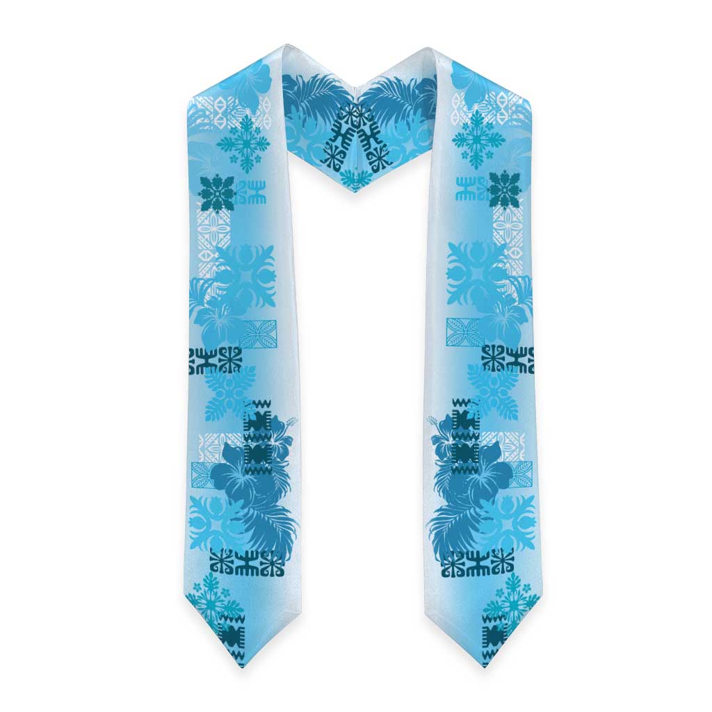 Hawaiian Quilt Graduation Stole Vintage Pattern Blue