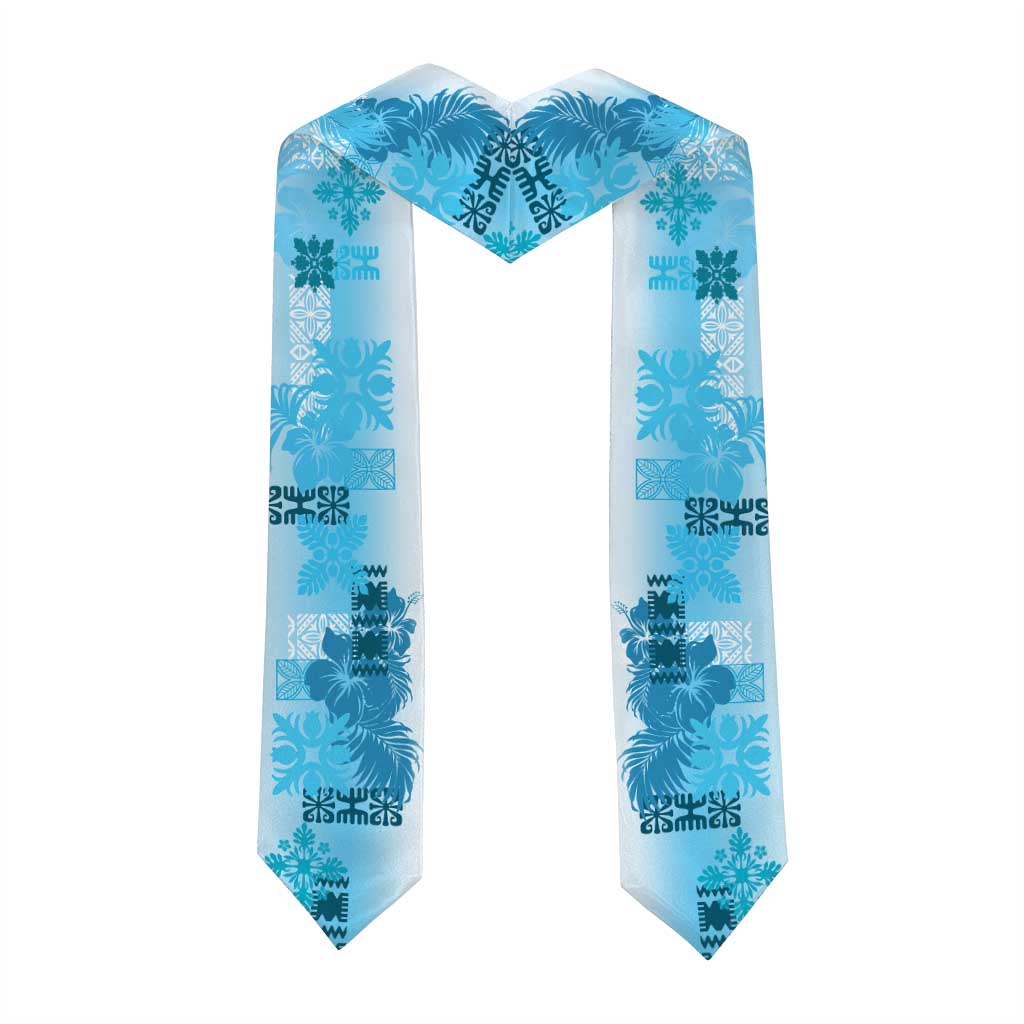 Hawaiian Quilt Graduation Stole Vintage Pattern Blue