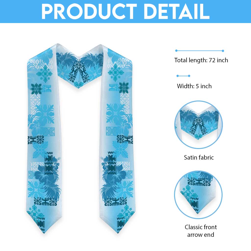 Hawaiian Quilt Graduation Stole Vintage Pattern Blue