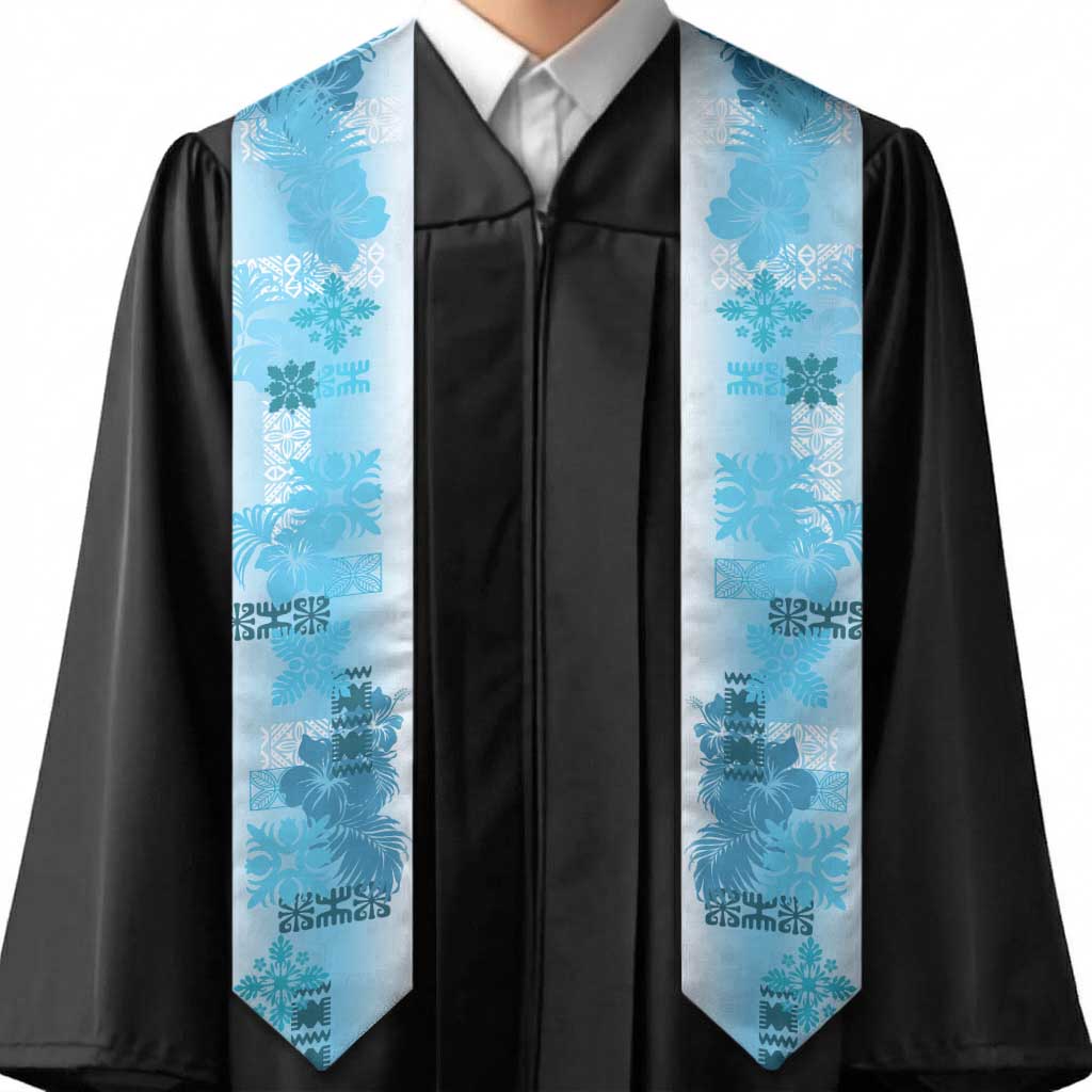 Hawaiian Quilt Graduation Stole Vintage Pattern Blue