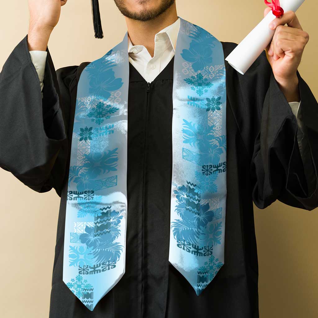 Hawaiian Quilt Graduation Stole Vintage Pattern Blue