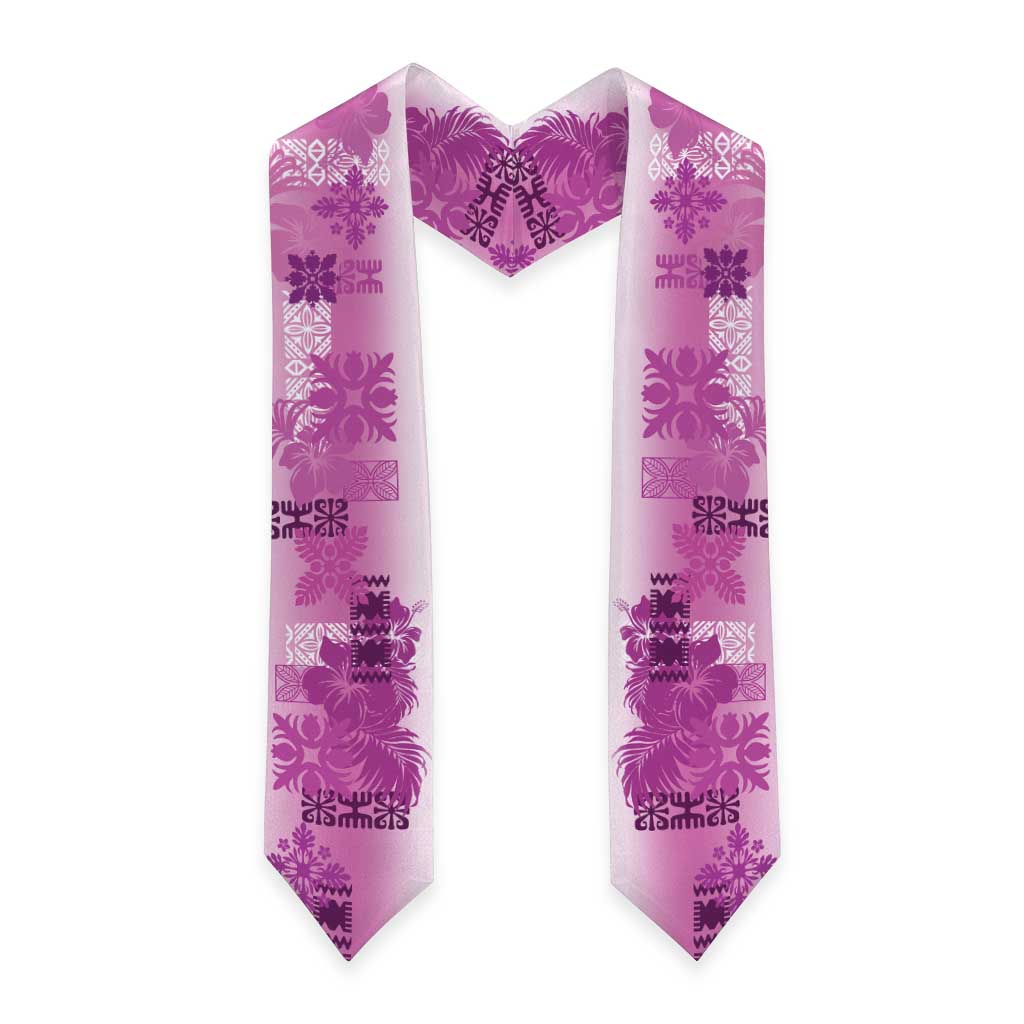 Hawaiian Quilt Graduation Stole Vintage Pattern Pink LT05 - Polynesian Pride