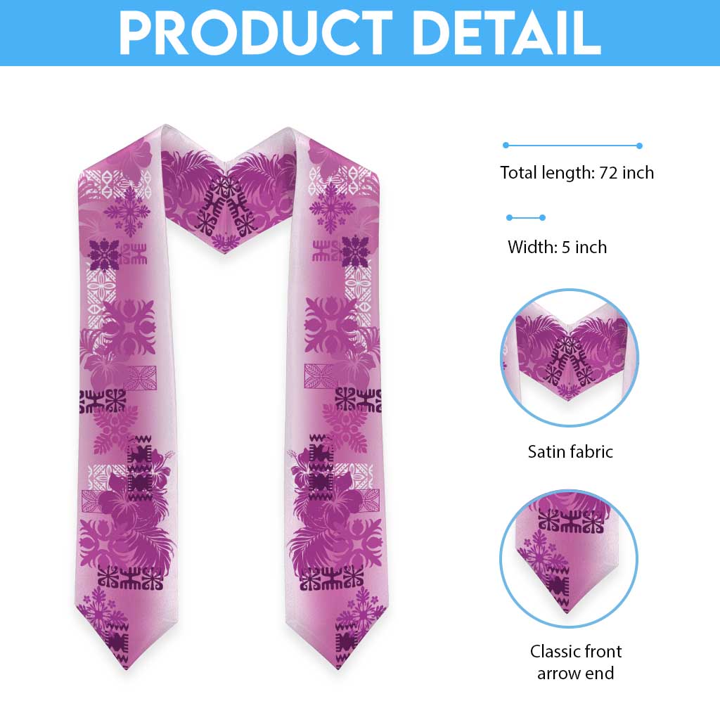 Hawaiian Quilt Graduation Stole Vintage Pattern Pink LT05 - Polynesian Pride