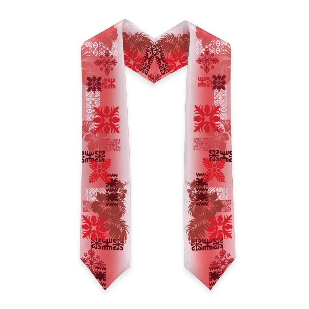 Hawaiian Quilt Graduation Stole Vintage Pattern Red LT05 - Polynesian Pride
