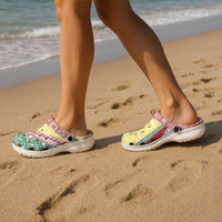Hawaiian Quilt Pattern Clogs Shoes Special Color Mixed - Polynesian Pride
