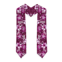 Hawaiian Quilt Pattern Graduation Stole Hibiscus and Tribal Element Vintage Pink Vibe LT03 - Polynesian Pride