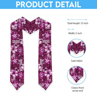 Hawaiian Quilt Pattern Graduation Stole Hibiscus and Tribal Element Vintage Pink Vibe LT03 - Polynesian Pride