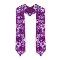 Hawaiian Quilt Pattern Graduation Stole Hibiscus and Tribal Element Vintage Purple Vibe LT03 - Polynesian Pride